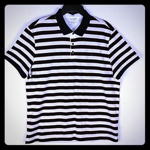 CK Stripes Polo Shirt Black White XL New